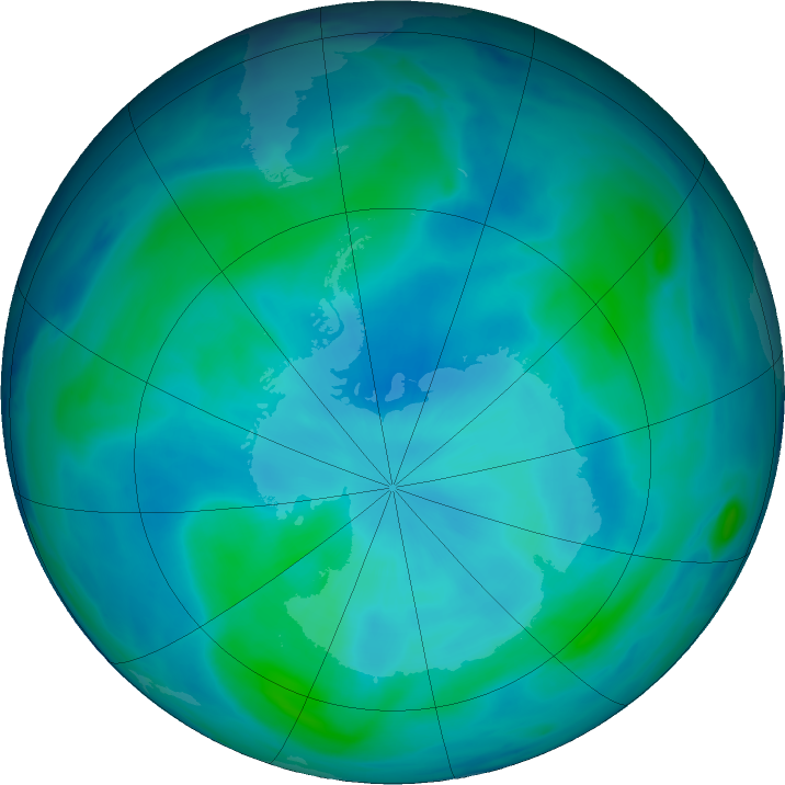 Antarctic ozone map for 02 March 2023